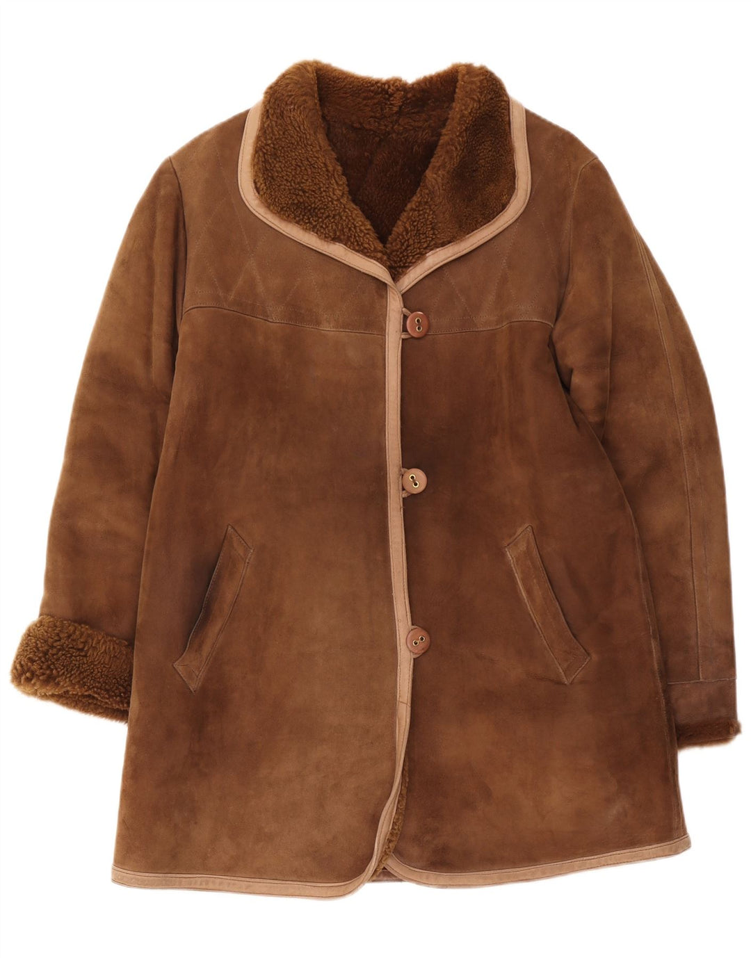 Vintage Γυναικείο Παλτό Shearling UK 12 Μεσαίο Καφέ