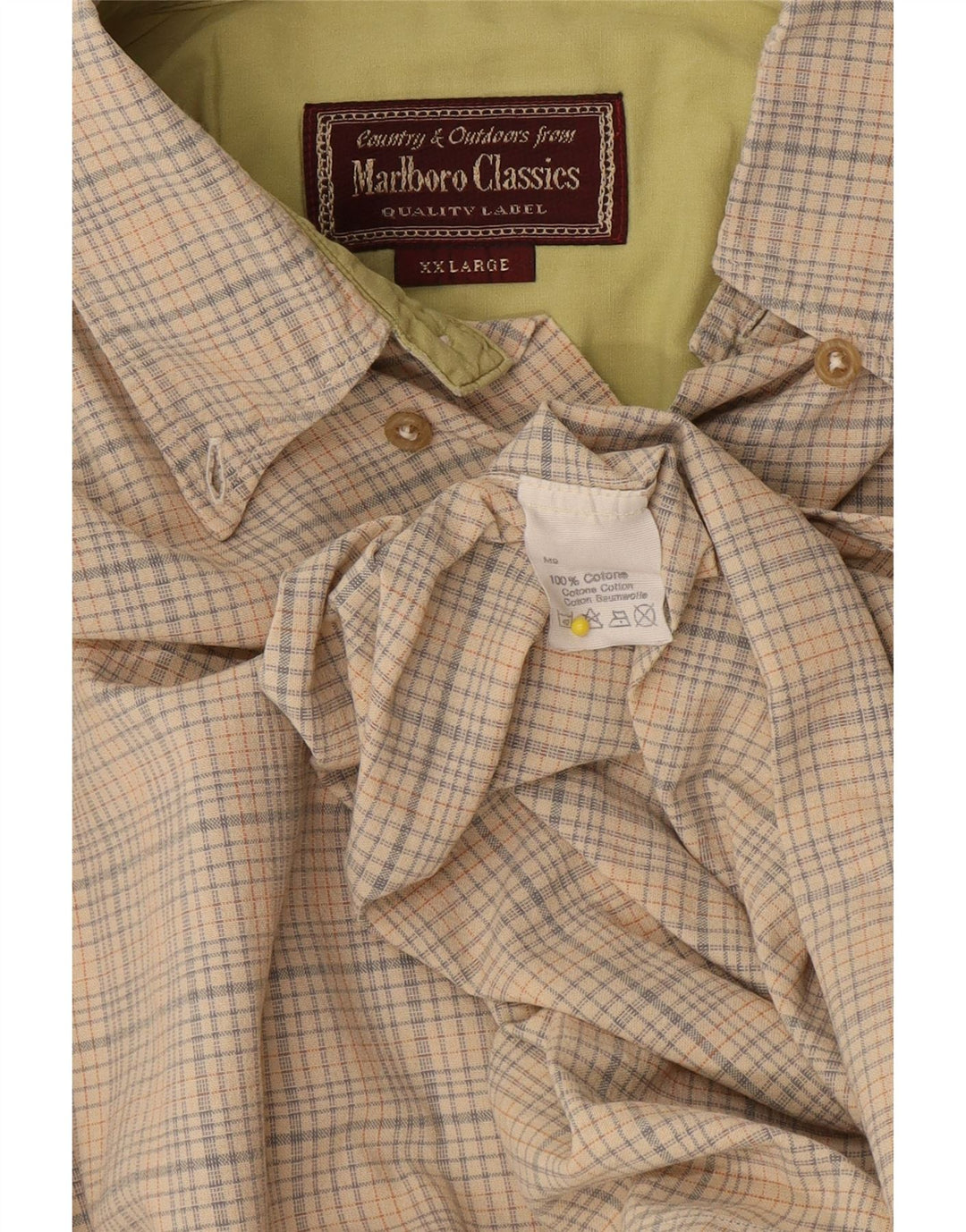 Ανδρικό πουκάμισο Marlboro Classics 2XL Beige Check Cotton