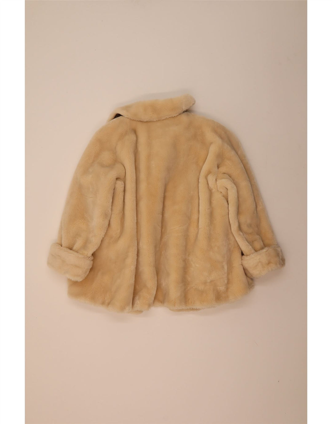 Vintage γυναικεία ψεύτικη γούνα Oversized παλτό IT 42 Medium Beige Acetate