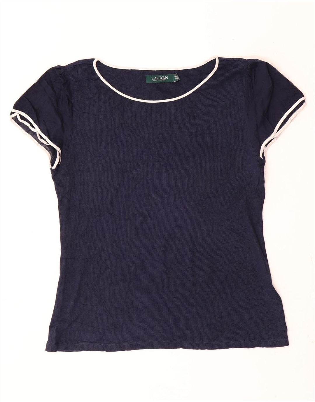 Ralph Lauren Γυναικείο T-Shirt Top UK 14 Large Navy Blue από βαμβάκι