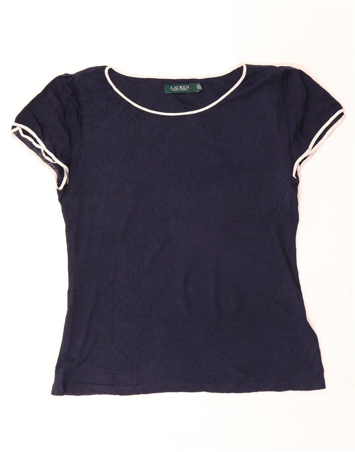 Ralph Lauren Γυναικείο T-Shirt Top UK 14 Large Navy Blue από βαμβάκι