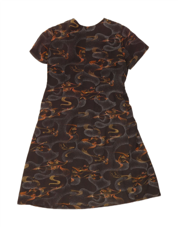 VINTAGE Womens Abstract Pattern A-Line Dress UK 12 Medium Black Vintage Vintage and Second-Hand Vintage from Messina Hembry 