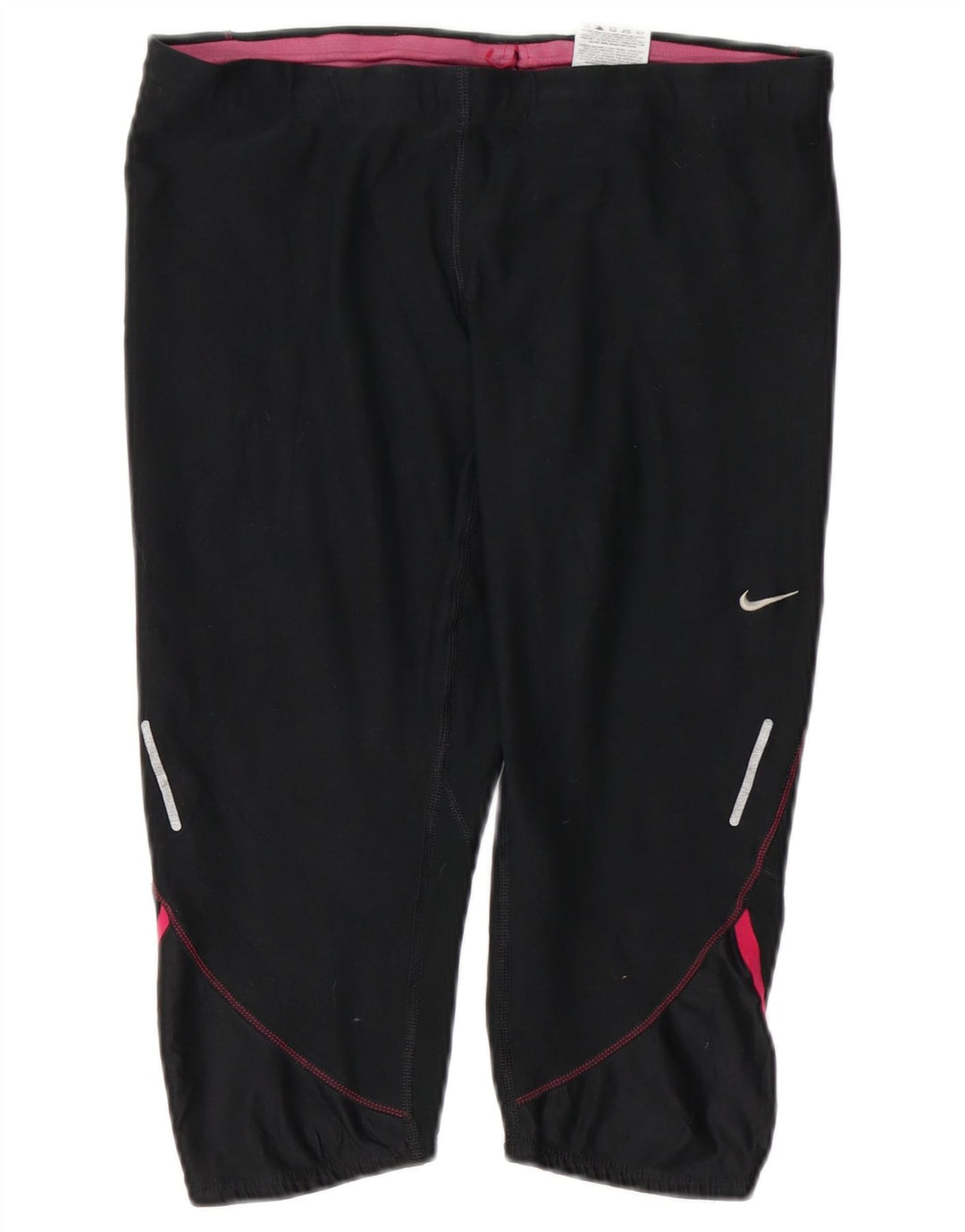 Γυναικεία NIKE Dri Fit Capri φόρμα παντελόνια UK 16 Large Black Colourblock