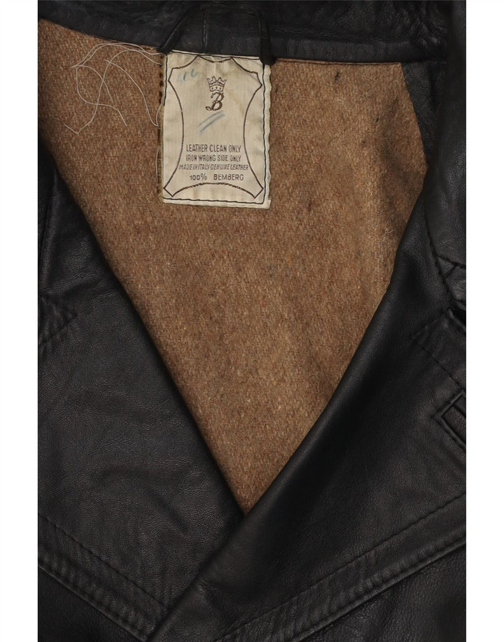 Vintage Ανδρικό Δερμάτινο Μπουφάν UK 38 Medium Black Leather