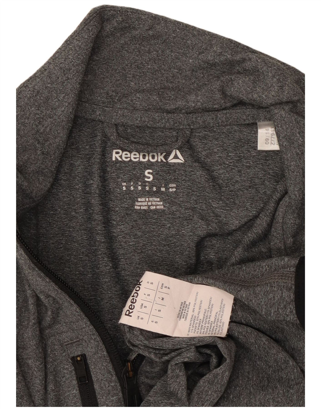 Ανδρική φόρμα πουλόβερ με φερμουάρ REEBOK Top Small Grey Polyester