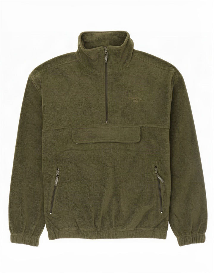 Vintage Ανδρικό Anorak Fleece Jumper Μεγάλο Χακί Πολυεστέρας
