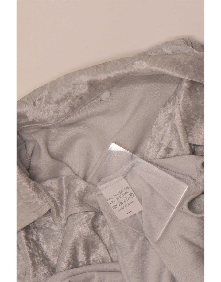 Vintage γυναικείο βελούδινο πουκάμισο UK 12 Medium Grey Polyester