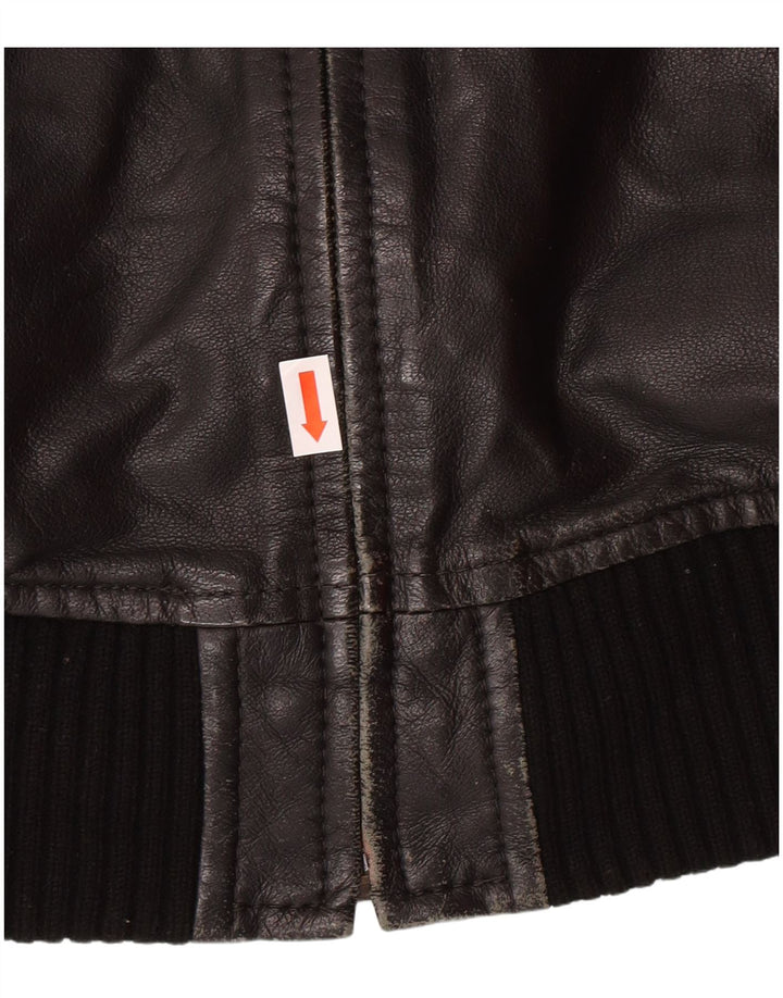 XDYE Γυναικείο Δερμάτινο Μπουφάν UK 10 Small Black Leather Biker