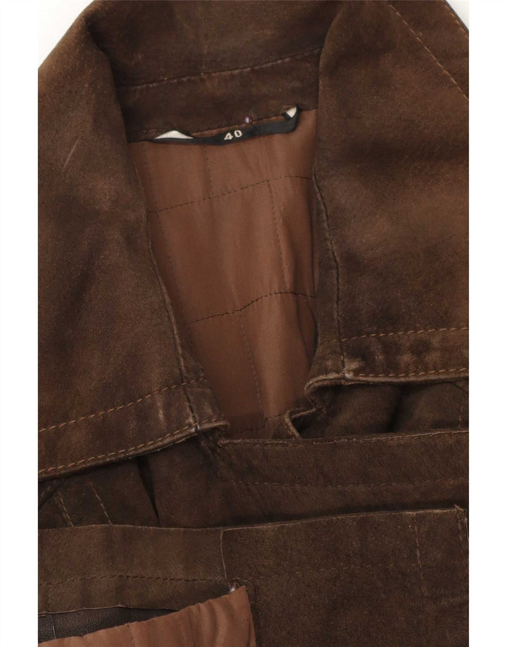 Vintage Γυναικείο Suede Παλτό με διπλό στήθος IT 40 Small Brown