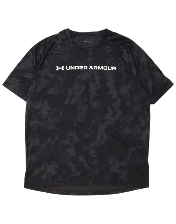 Under Armour Mens Heat Gear Graphic T-Shirt Top XL Black Tie Dye Polyester