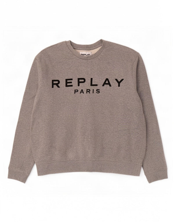 Replay Γυναικείο Γραφικό Φούτερ Jumper UK 20 2XL Γκρι