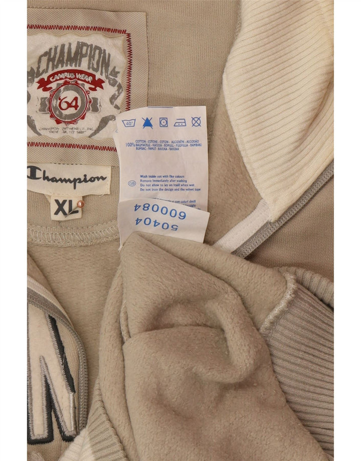 CHAMPION Ανδρική γραφική μπλούζα με φερμουάρ Jumper XL Μπεζ χρώμα