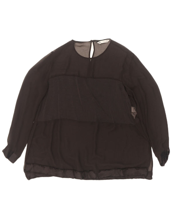 Zara Γυναικεία μακρυμάνικη μπλούζα τοπ UK 10 Small Black Polyester
