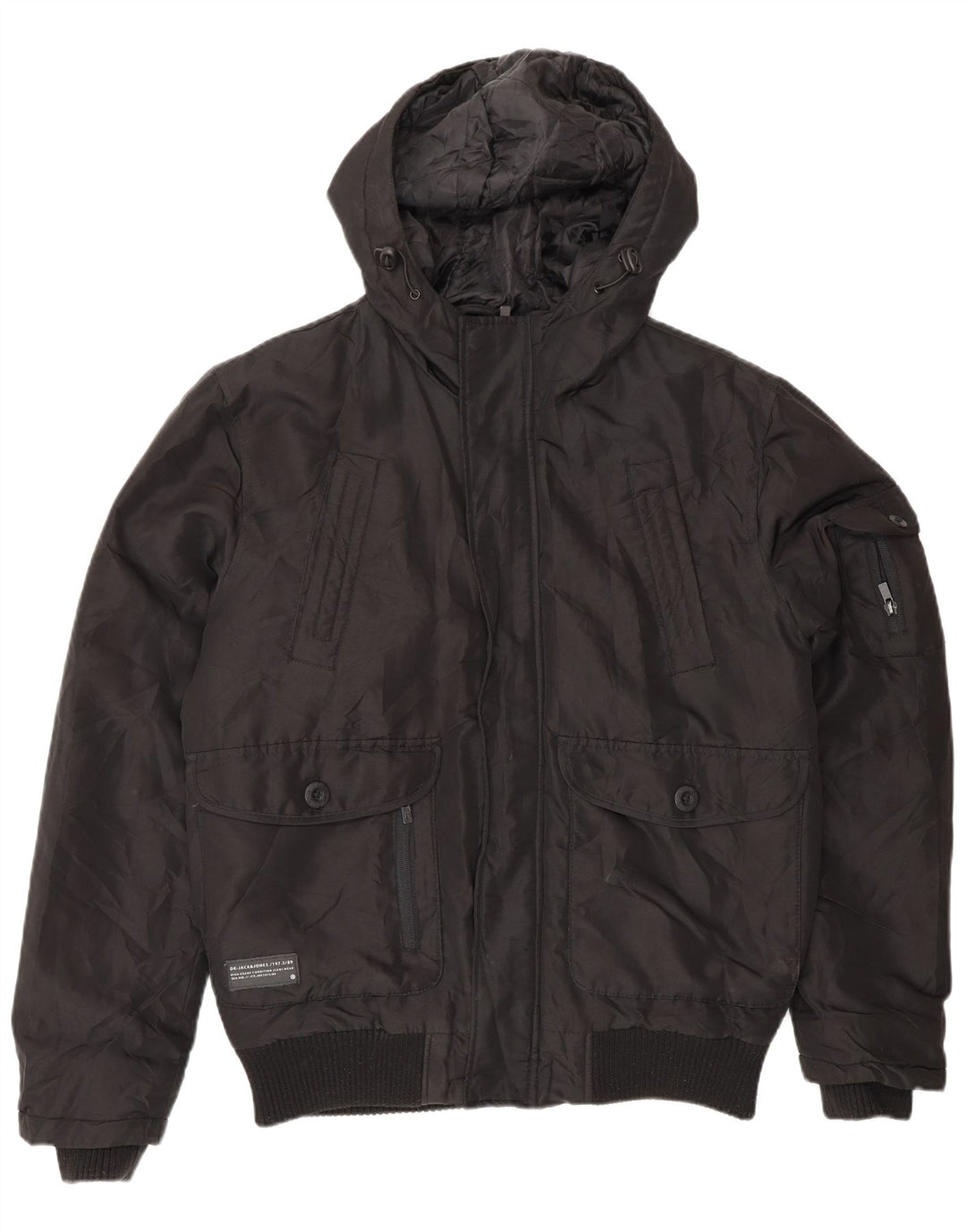 Jack & Jones Ανδρικό μπουφάν με κουκούλα Bomber UK 36 Small Black Polyamide