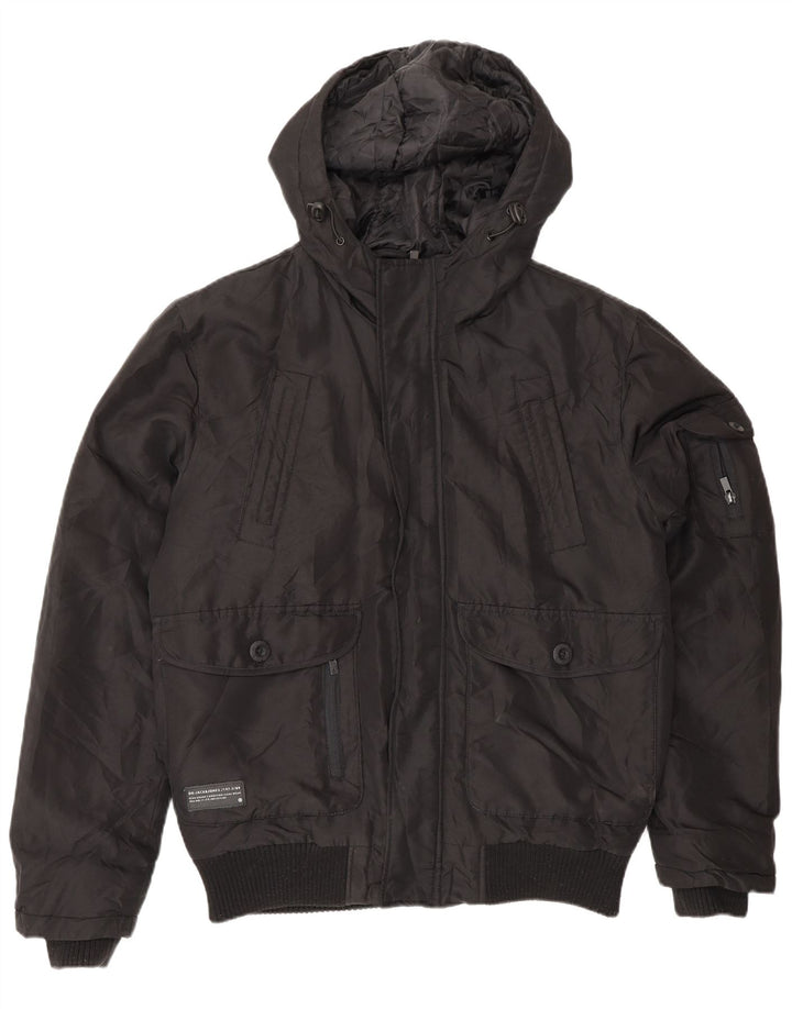 Jack & Jones Ανδρικό μπουφάν με κουκούλα Bomber UK 36 Small Black Polyamide