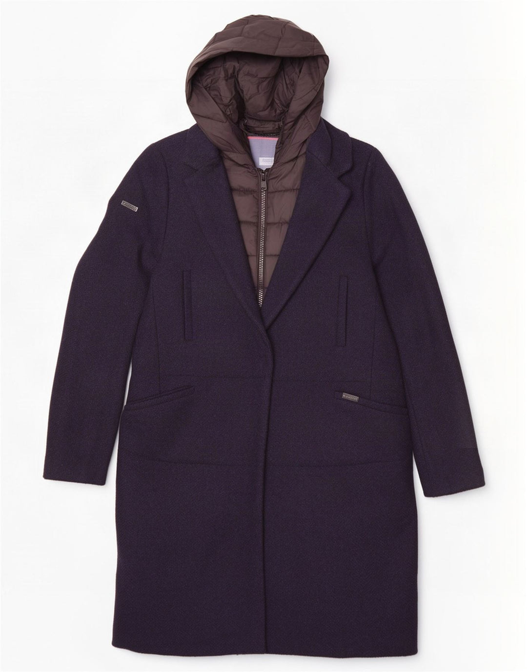 Superdry Γυναικείο παλτό με κουκούλα UK 10 Small Navy Blue Wool