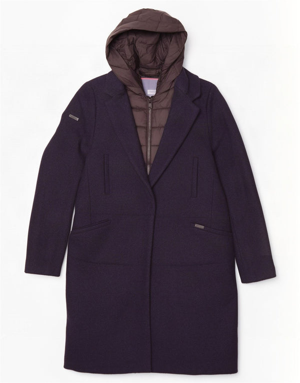Superdry Γυναικείο παλτό με κουκούλα UK 10 Small Navy Blue Wool