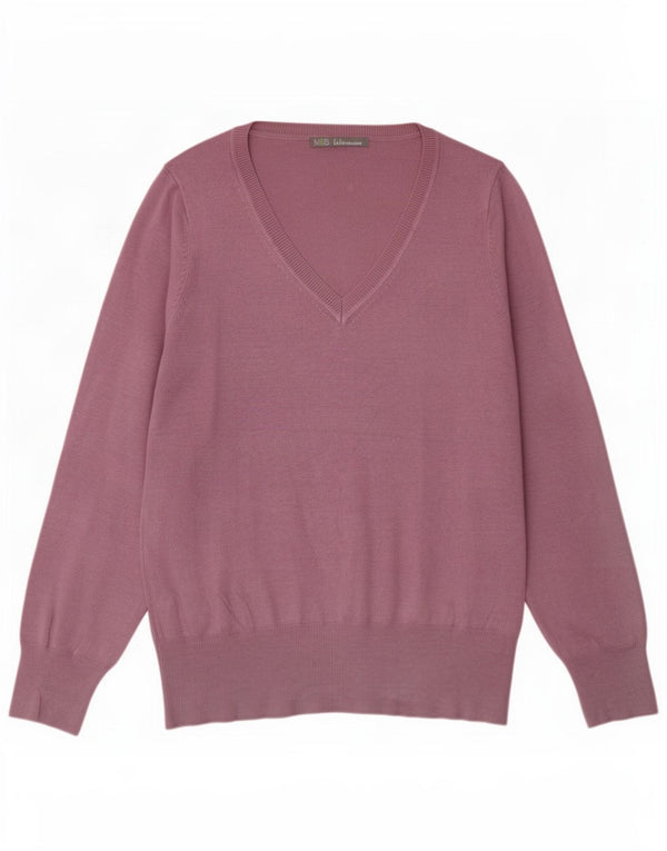 Marks & Spencer Γυναικείο πουλόβερ με λαιμόκοψη με V λαιμόκοψη UK 14 Medium Purple Viscose