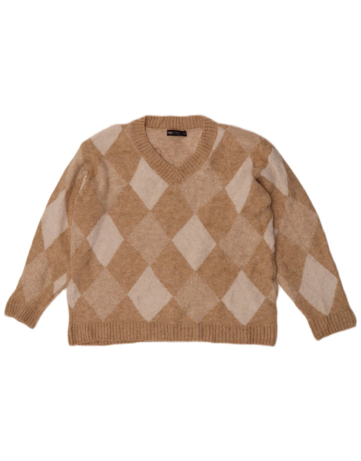 Marks & Spencer Γυναικείο πουλόβερ με λαιμόκοψη σε V UK 10 Small Beige