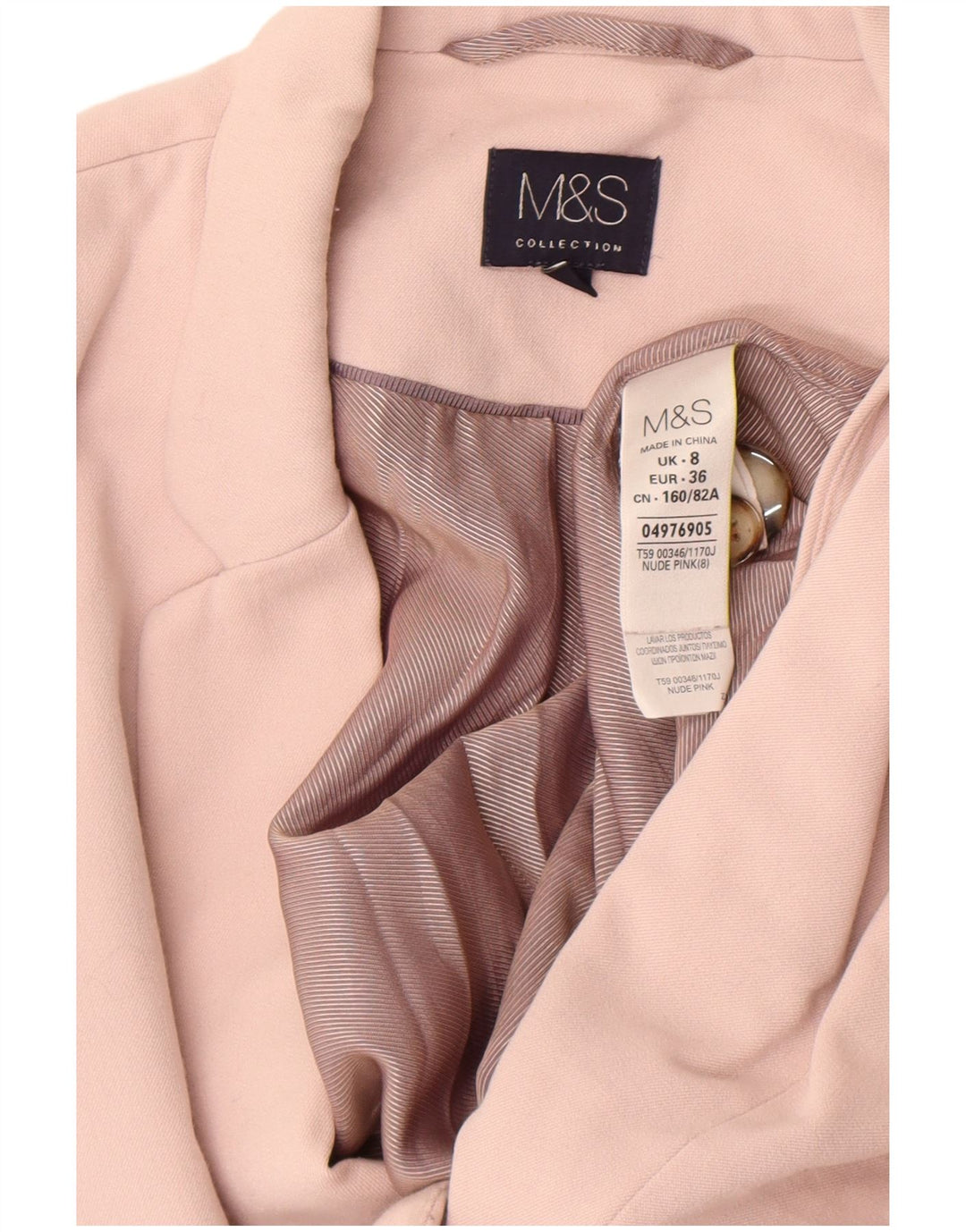 Marks & Spencer Γυναικείο μπουφάν blazer UK 8 μικρό ροζ πολυεστέρα
