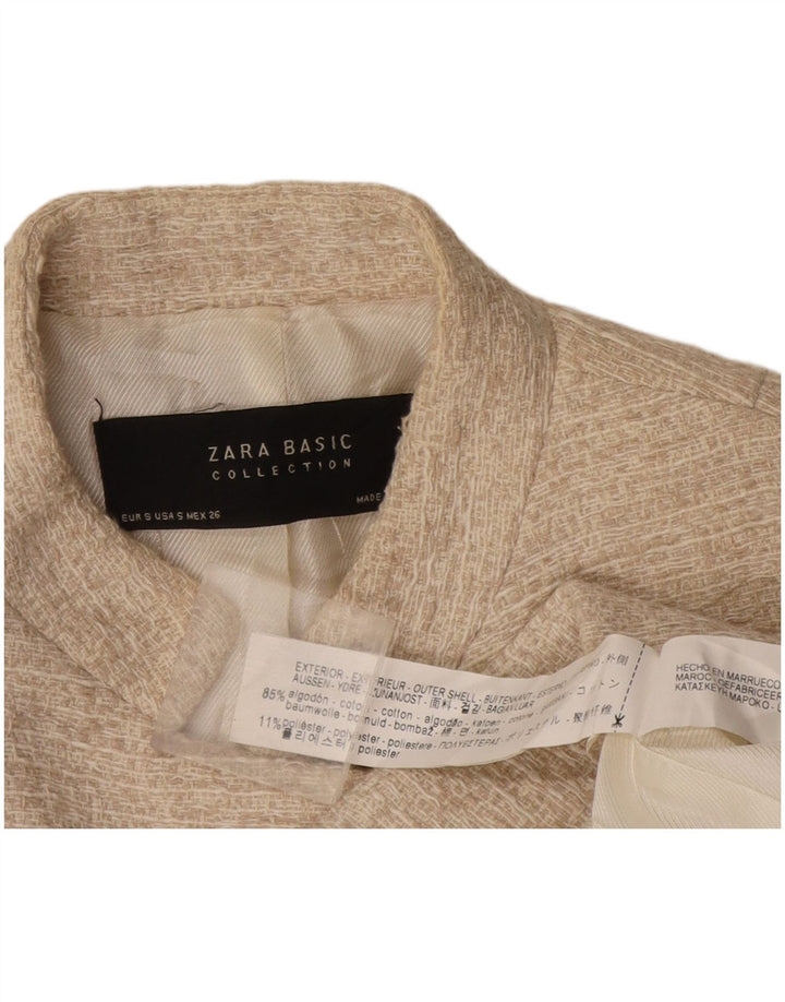 Zara Γυναικείο Ανοιχτό Πανωφόρι UK 10 Small Beige Βαμβακερό