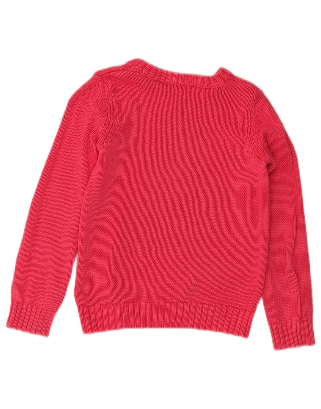 BENETTON Girls Graphic Crew Jumper πουλόβερ 5-6 ετών Small Pink