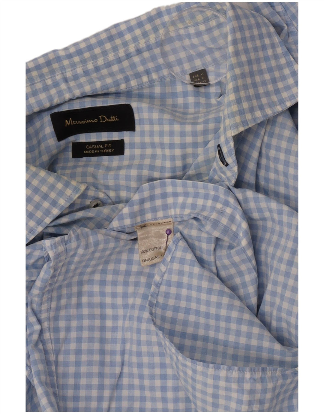 Massimo Dutti Ανδρικό πουκάμισο Casual Fit XL Blue Gingham Cotton