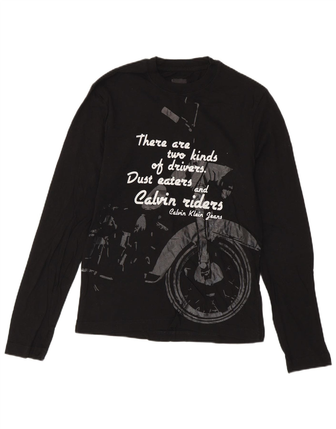 CALVIN KLEIN JEANS Ανδρικό γραφικό τοπ μακρυμάνικο μικρό μαύρο βαμβακερό