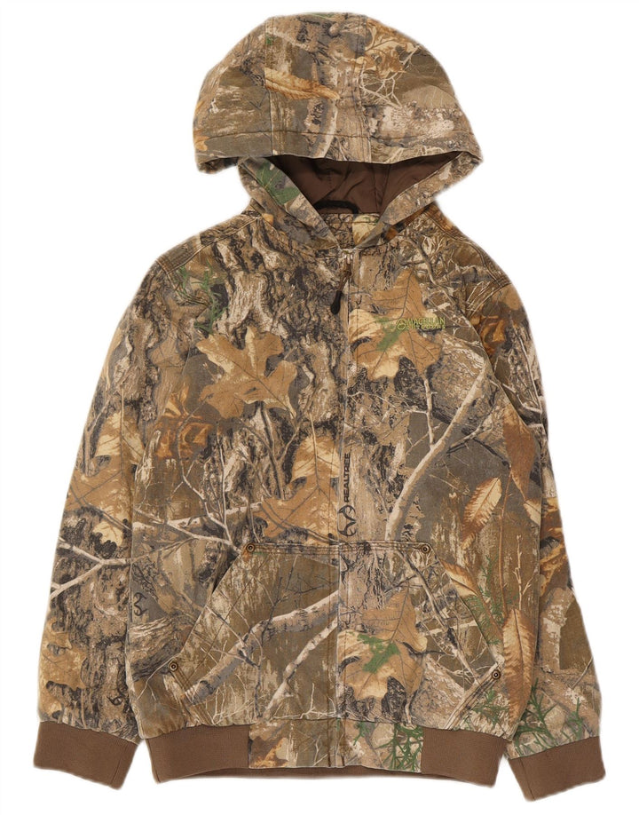 Magellan Boys Hooded Bomber Jacket 11-12 Years Medium Khaki Camouflage