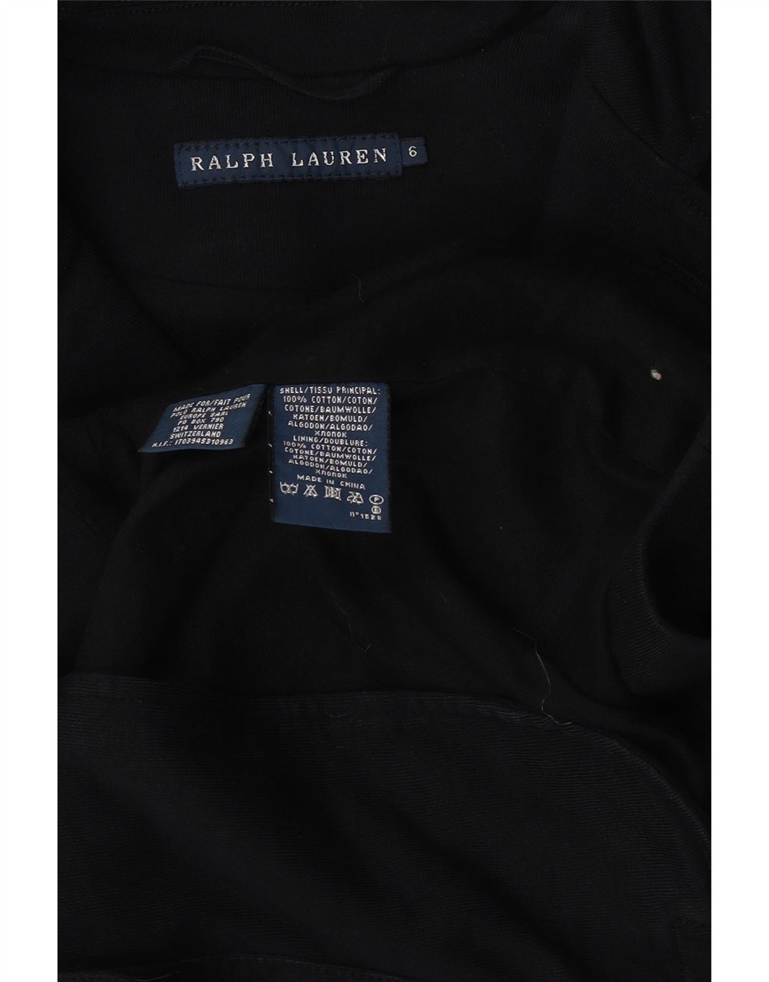 Ralph Lauren Γυναικείο μπλέιζερ με 3 κουμπιά US 6 μεσαίο μαύρο βαμβακερό