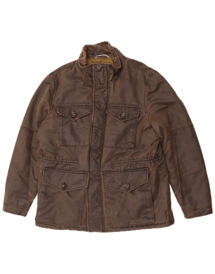 Marks & Spencer Ανδρικό κερωμένο βαμβακερό μπουφάν UK 42 XL καφέ