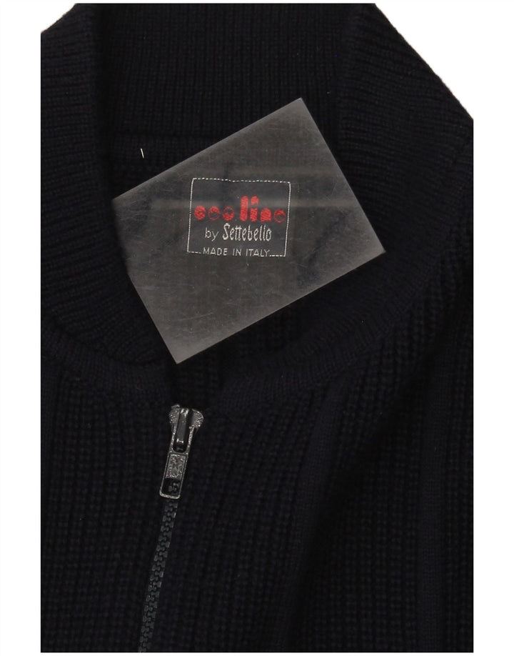 Ανδρικό πουλόβερ ζακέτα Settebello μεγάλο μπλε ναυτικό μαλλί