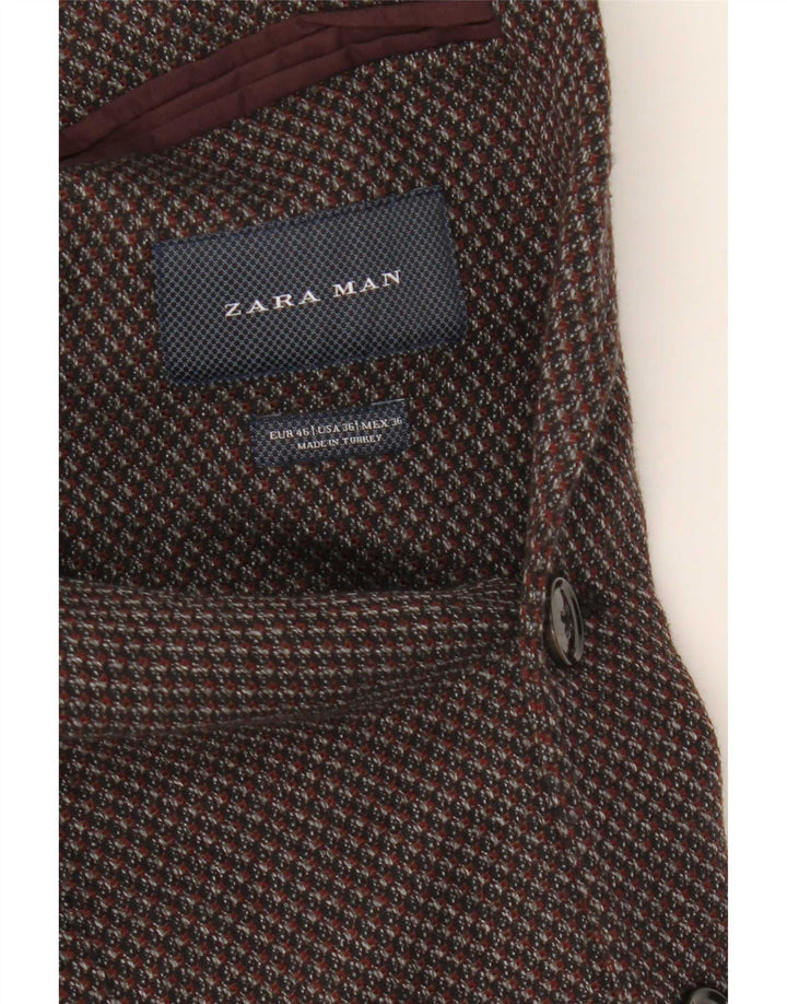 Zara Ανδρικό σακάκι μπλέιζερ με 2 κουμπιά EU 46 Μικρό καφέ βαμβακερό