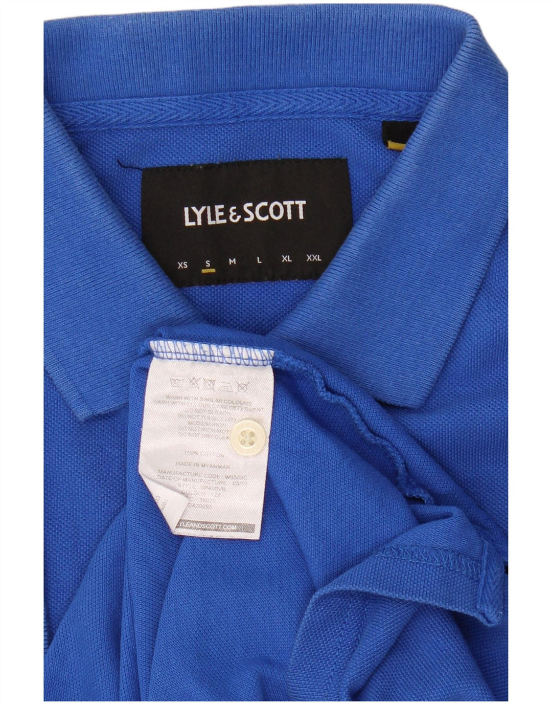Ανδρικό πουκάμισο πόλο Lyle & Scott, μικρό μπλε βαμβακερό