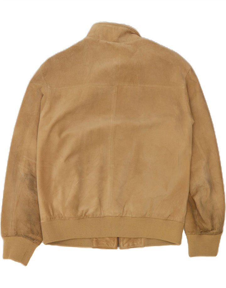 VINTAGE Womens Suede Bomber Jacket UK 18 XL Beige Leather Vintage Vintage and Second-Hand Vintage from Messina Hembry 