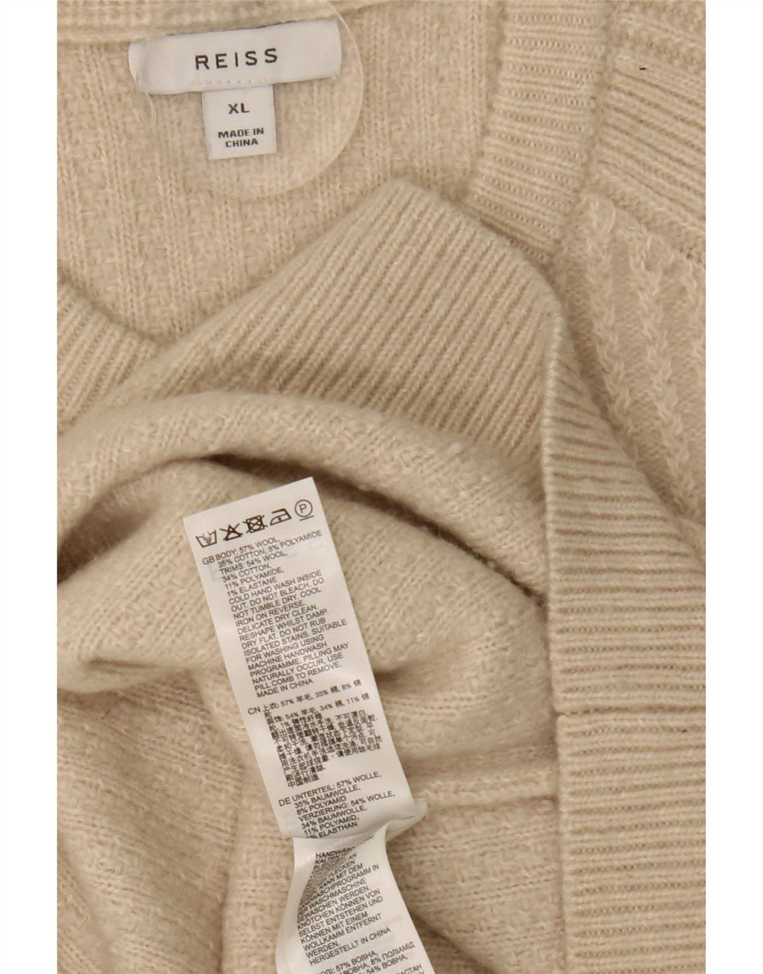 Ανδρικό πουλόβερ Reiss Crew Neck Jumper XL Μπεζ μαλλί