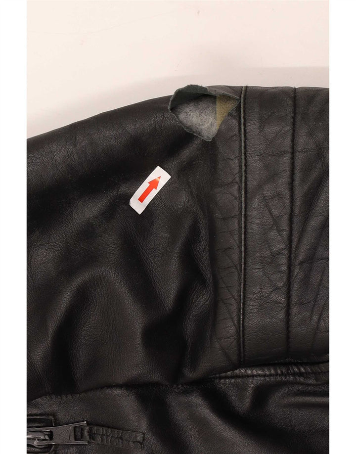 Infinity Ανδρικό Δερμάτινο Μπουφάν Biker UK 40 Large Μαύρο