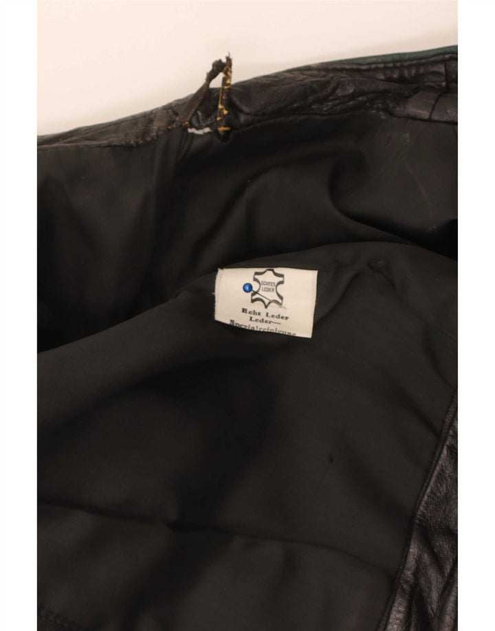 Vintage Γυναικείο Δερμάτινο Μπουφάν UK 10 Small Black με 2 κουμπιά