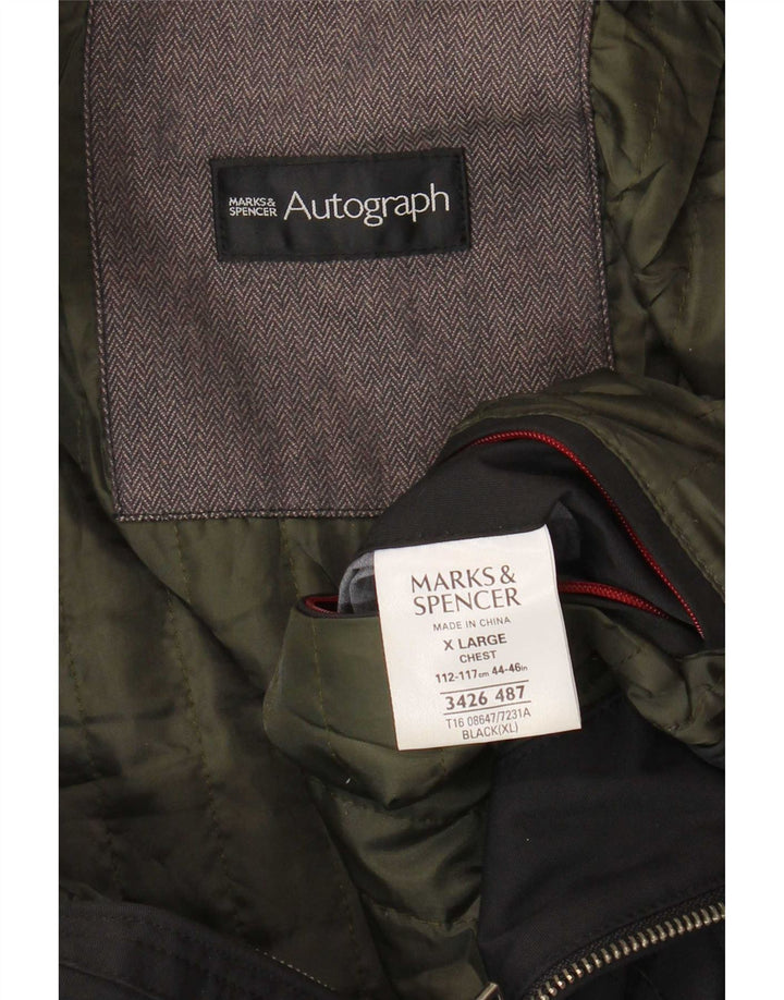 Marks & Spencer Mens Autograph Bomber Jacket UK 42 XL Black Polyamide
