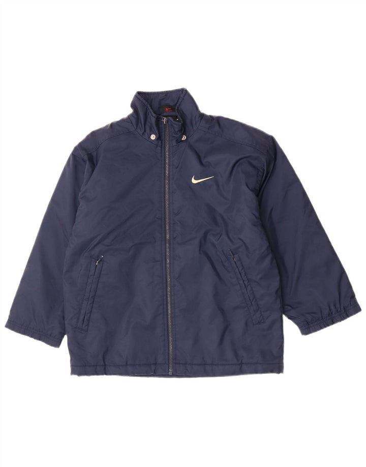 Nike Boys Swoosh Graphic Windbreaker Jacket 8-9 Years Small Navy Blue Nylon