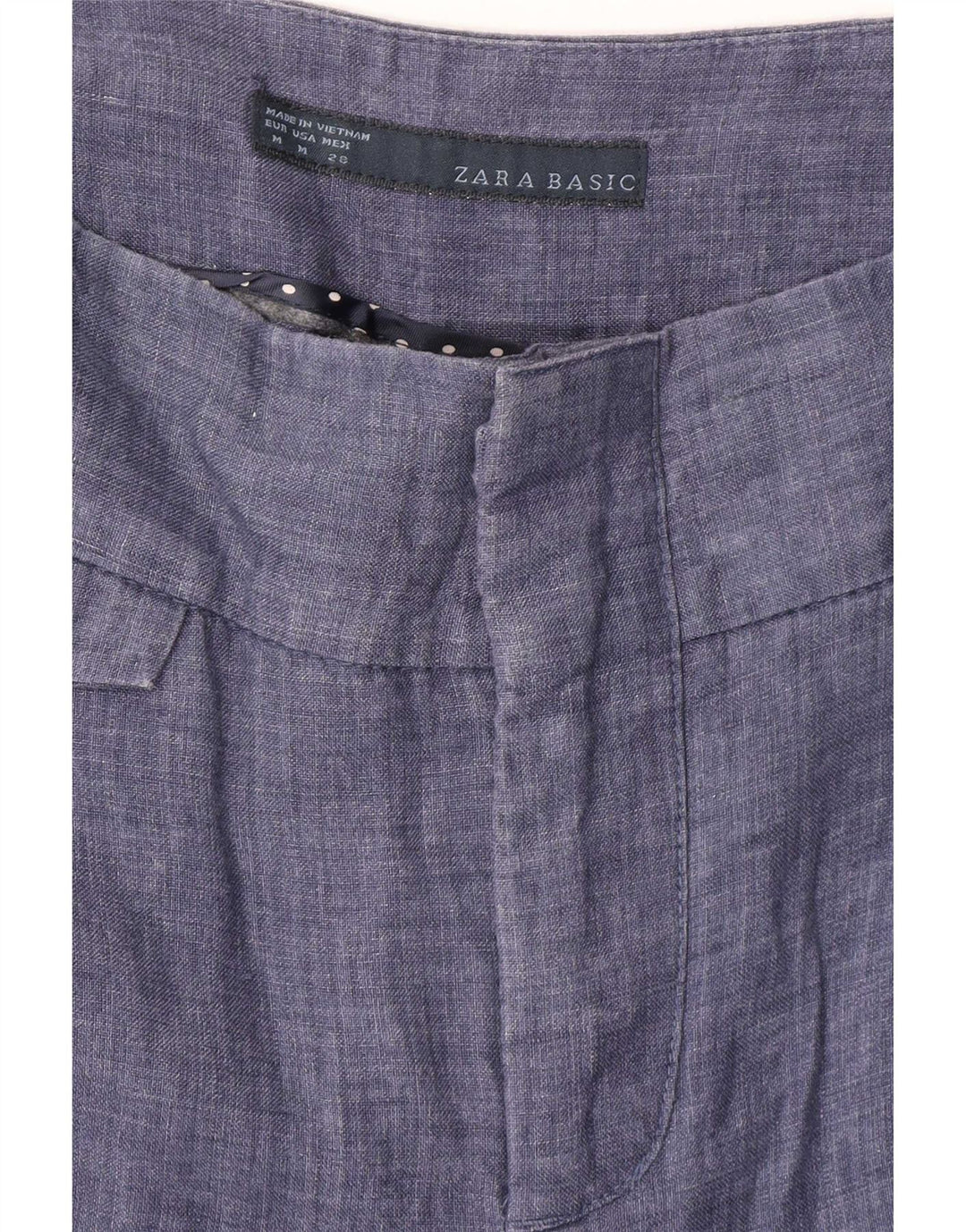 Zara Γυναικείο παντελόνι Chino με καρφίτσες Medium W28 L28 Navy Blue