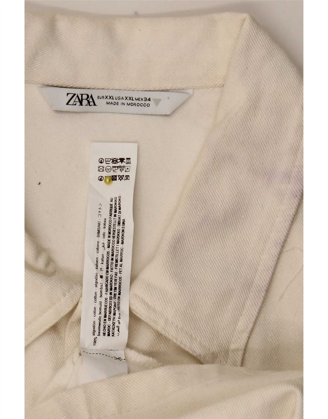 Zara Γυναικείο Τζιν Playsuit UK 20 2XL Λευκό βαμβακερό