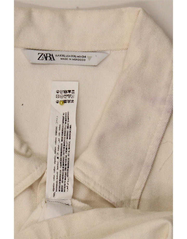 Zara Γυναικείο Τζιν Playsuit UK 20 2XL Λευκό βαμβακερό