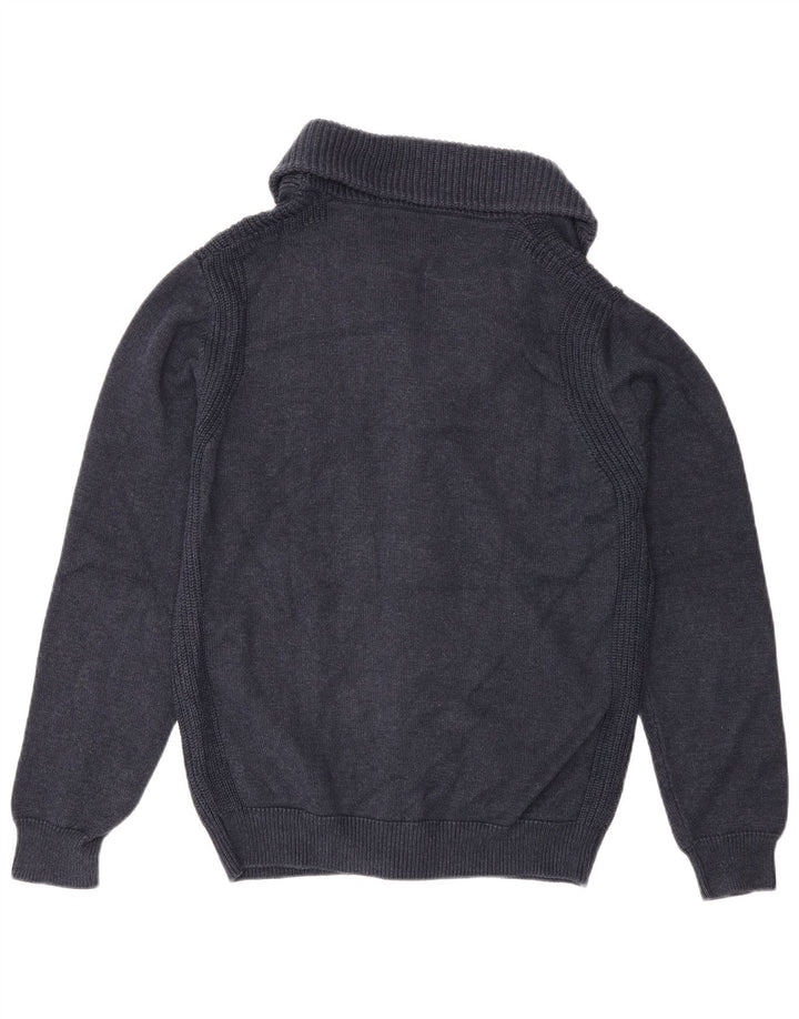 Ανδρικό πουλόβερ ζακέτα Massimo Dutti, μεσαίο μπλε βαμβακερό