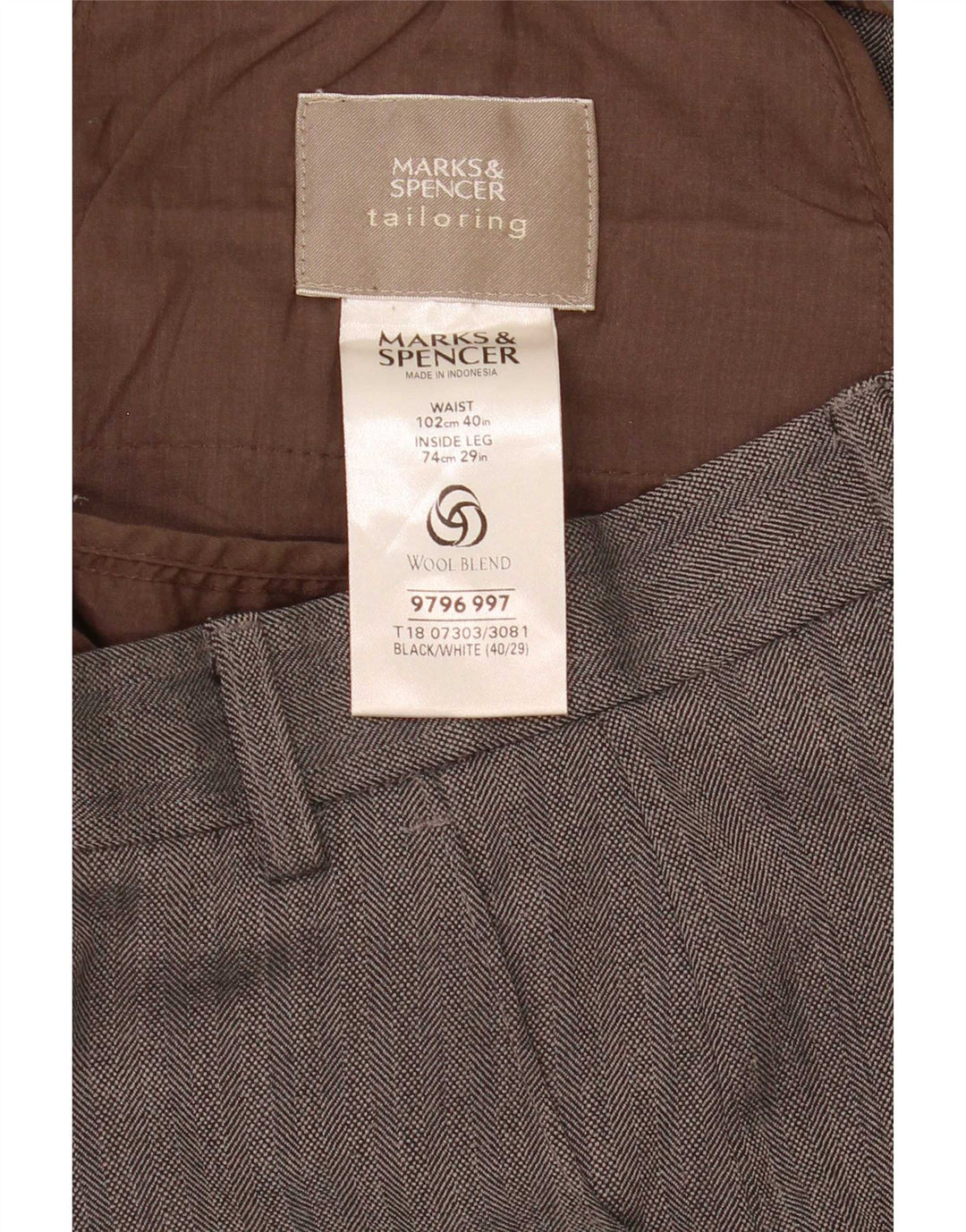Marks & Spencer Ανδρικό ίσιο παντελόνι W40 L29 Γκρι Ψαροκόκκαλο
