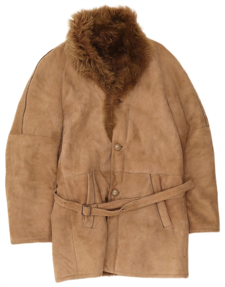 Vintage Ανδρικό Πανωφόρι Shearling IT 46 Small Beige