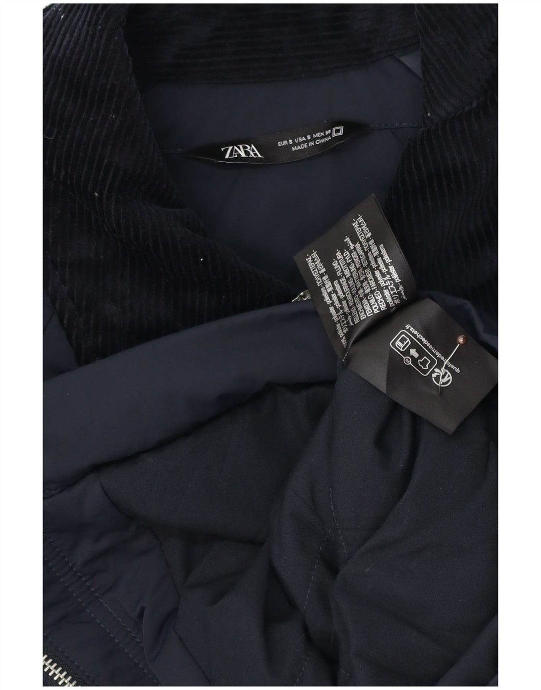Zara Ανδρικό Bomber Jacket UK 36 Small Navy Blue Colorblock Polyester