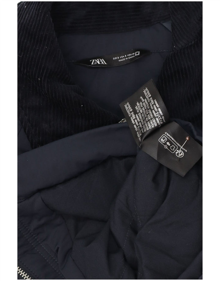 Zara Ανδρικό Bomber Jacket UK 36 Small Navy Blue Colorblock Polyester