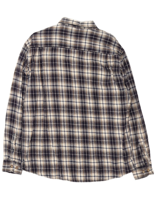 Vintage Ανδρικό φανελένιο πουκάμισο XL Navy Blue Check Cotton