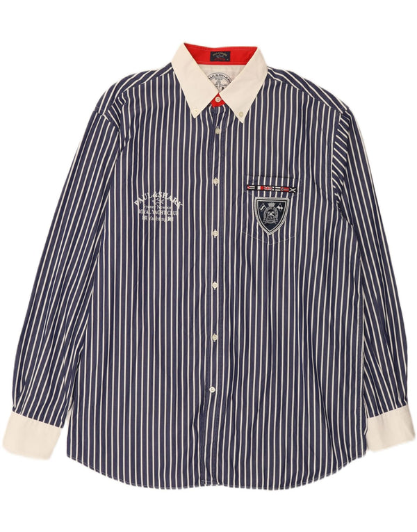 Paul & Shark Ανδρικό πουκάμισο γραφικό μέγεθος 46 2XL Navy Blue ριγέ